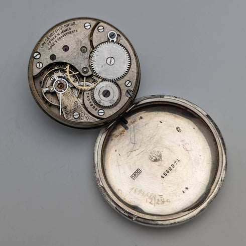 Around 1920 Antique Omega pocket watch Silver side Railroad watch Works well